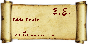 Béda Ervin névjegykártya