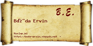 Béda Ervin névjegykártya